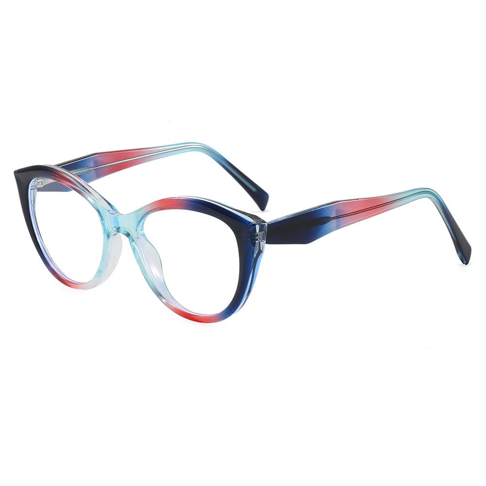 Women's Cat Eye Anti-Blue Light Glasses with Trendy Decoration and Flat Lenses
