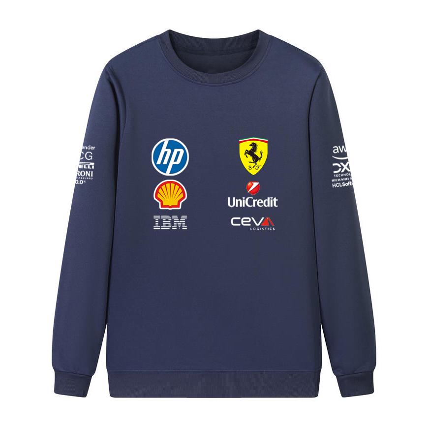 Unisex Damen Herren Frühling und Herbst F1 Ferrari Racing Print Rundhals Sweatshirt Lässig Locker Langarm Pullover Sport Streetwear