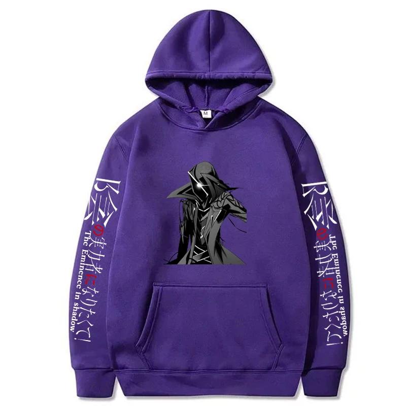 Anime The Eminence In Shadow Printed Hooded Men Casual Harajuku Streetwear Long Sleeve Fleece Autumn Winter Sweatshirts