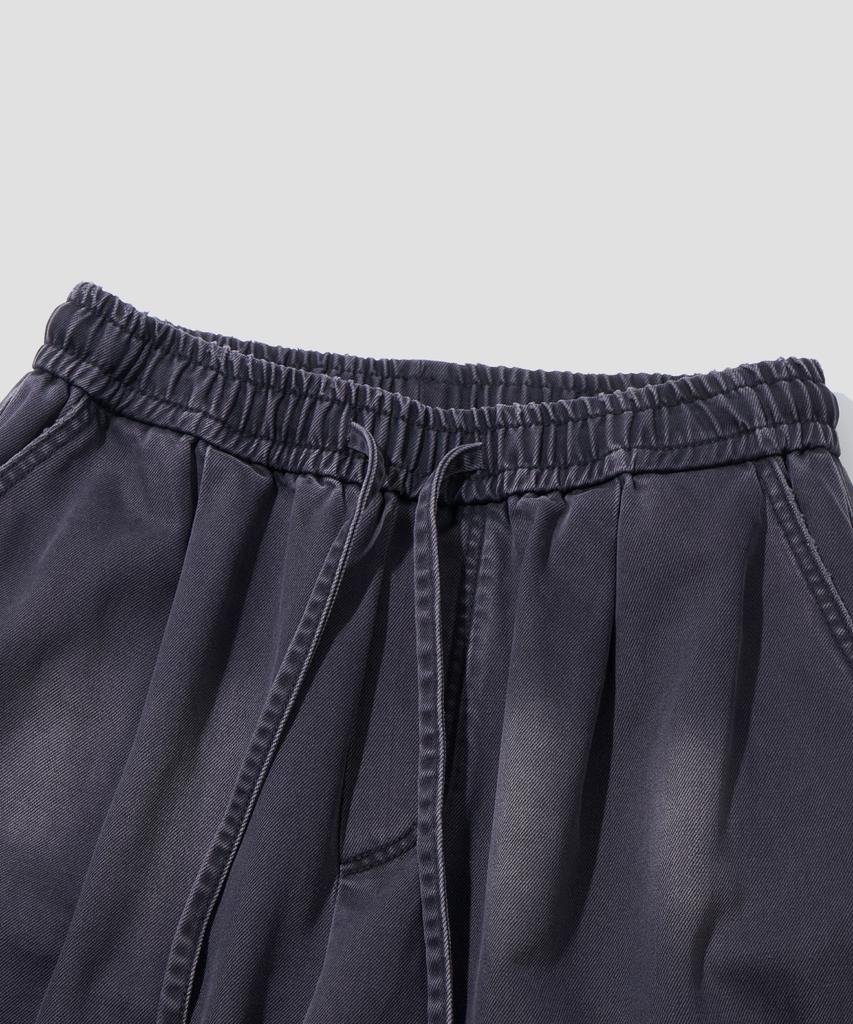 AGOD Vintage Washed Elastic Waist Cargo Pants [Charcoal]