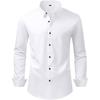 Men Solid Long Sleeve Dress Shirt with Black Buttons, 4-Way Stretch Wrinkle Free Business Formal Shirt, Cross-border Hot Selling Shirt