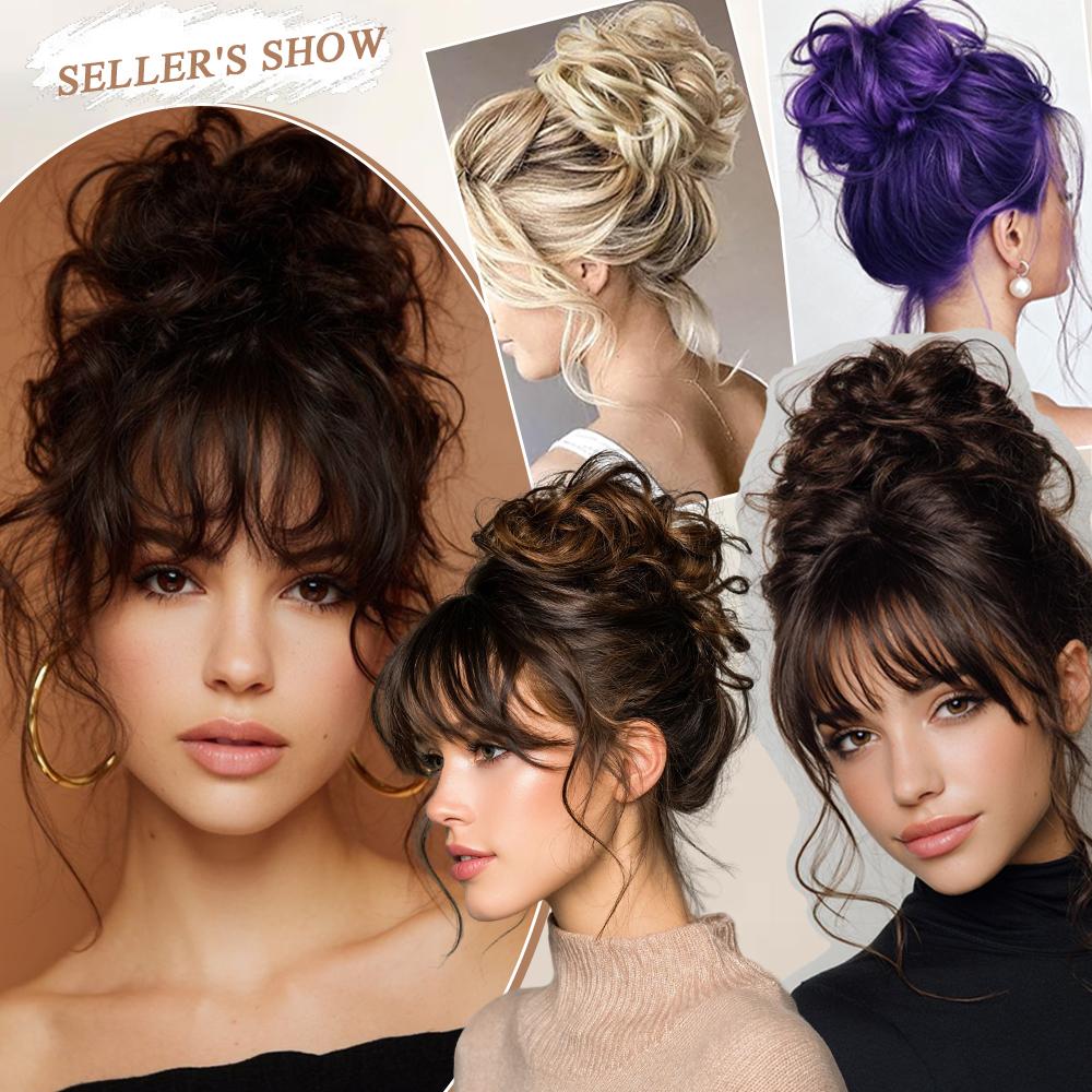 Synthetische Mode lockiger unordentlicher Chignon-Haarknoten Haarschmuck elastische Faser Haarteil Chignon für Frauen Hochzeitsfeier den täglichen Gebrauch