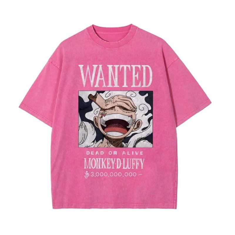 One Piece Luffy Oversized Vintage Washed T-shirt Men Women Short Sleeves Graphic Tee Summer Fashion New Streetwear Casual Tops