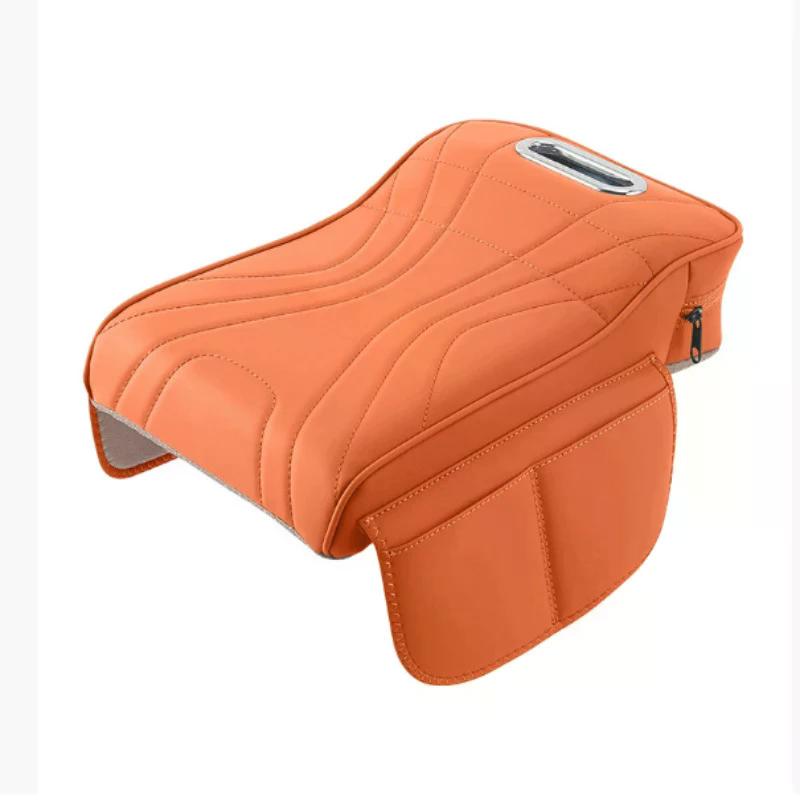 Car Center Console Armrest Cushion with Tissue Box Holder - Thickened Padding & Side Extension for Long-Drive Comfort