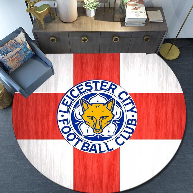 Leicester City Football Club Round Area Rug,Carpet Rug for Living Room Bedroom Sofa Playroom Decor,Non-slip Floor Mat