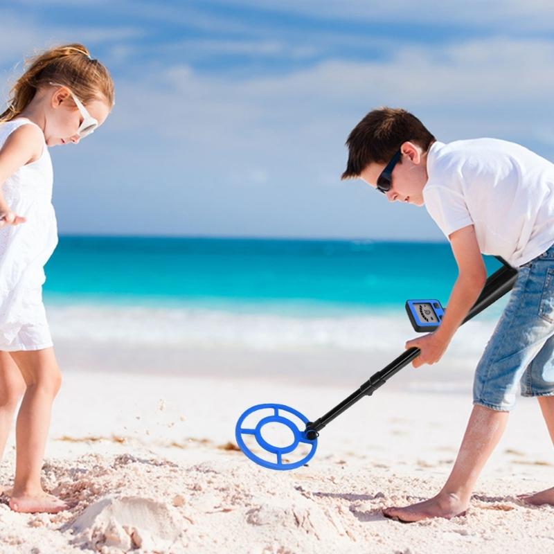 Kids Metal Detector Lightweight 1.2lbs Adjustable 60cm To 79cm Rod Secure Battery Cover Detects Gold Silver Coin Jewelry 10cm Underground Depth
