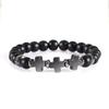 Prayer Men Women Bracelet Hematite Cross Rosary Natural Stone Beads Jesus Onyx Meditation Bracelets Bangles Jewelry Gift Pulsera