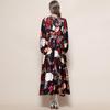 Bohemian Floral Printed Long Dress for Women Fashion V-neck Long Sleeve Oversized Maxi Dress Lady 2026 Chic Vacation Dress Robes