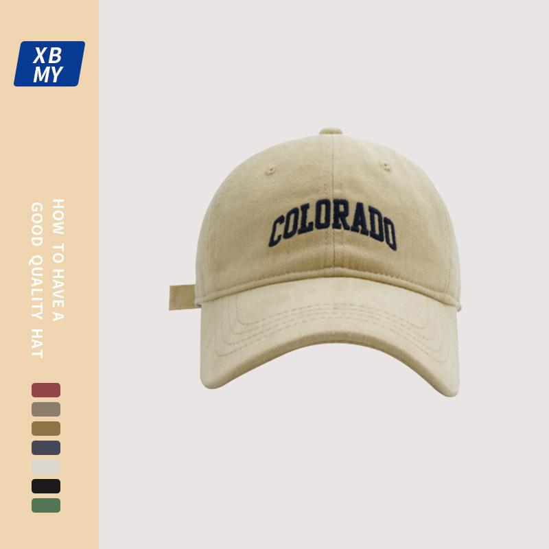 Baseball cap female spring and summer deep-topped wide-brimmed big-headed cap couple Joker tide show face small sun visor.