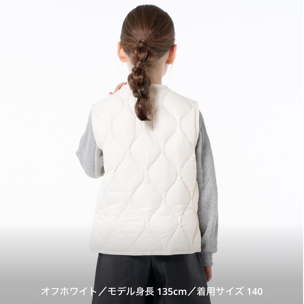 TAION Military Button Inner Down Vest Soft Shell Size 100 Kids' V-Neck - (TAION-K001ALSZML-1) Black,