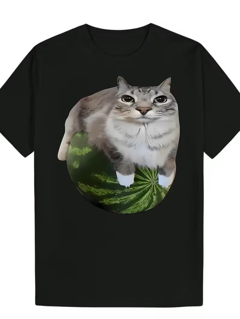 Funny Cat Meme Graphic T-Shirt S разноцветный