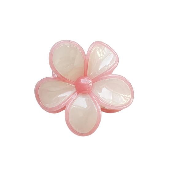 

Hair Claw Flower Shape Stable Grip Glossy Shark Hair Clip Half-Tied Hair Ponytail Updo Hair Claw Hair
