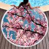 Cherry Blossom Round Beach Towel,Cherry Blossom Tree In The Sun Sand Anti-Sand Beach Blanket Absorbent Quick Dry Soft Pool Towel