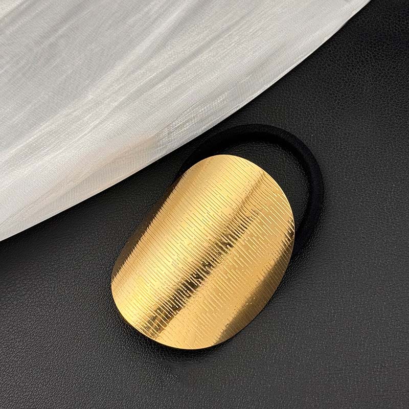 Vintage Metal Geometry Hair Bands Rope for Women  New Trendy Gold Color Elastic Ponytail Holder Headwear Hair Accessories