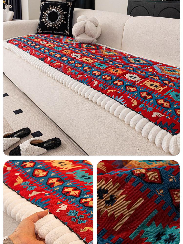 Bohemian Style Sofa Cushion Thick One-piece Anti Slip Sofa Cover Autumn Winter Soft Mat Window Sill Cushion Multi-purpose All Season Universal Cover