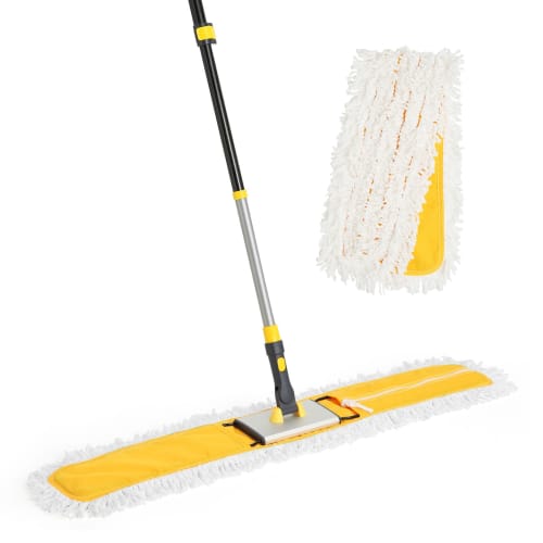 Cleanhome Commercial Mop, 90cm Wide, for Wet and Dry Mopping, Dust Removal, and a Wide Range of Flooring and Gym Mops, Includes Two Replacement Microf
