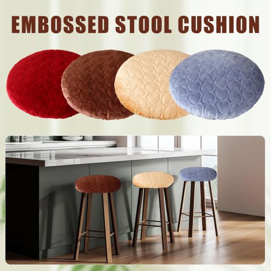 Yousheng Round Stool Cover Heart Embossed Design Soft Flannel Elastic Band Anti-Slip Seat Cushion Chair Cover Stool Accessory