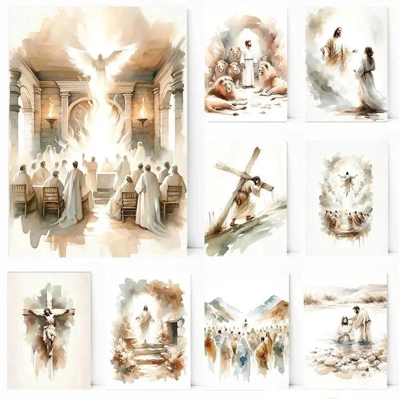 Jesus Sketch Canvas Posters Christian Bible Verse Shepherd Faith Prints Painting Decor Wall Art Poster Living Room Bedroom Decor