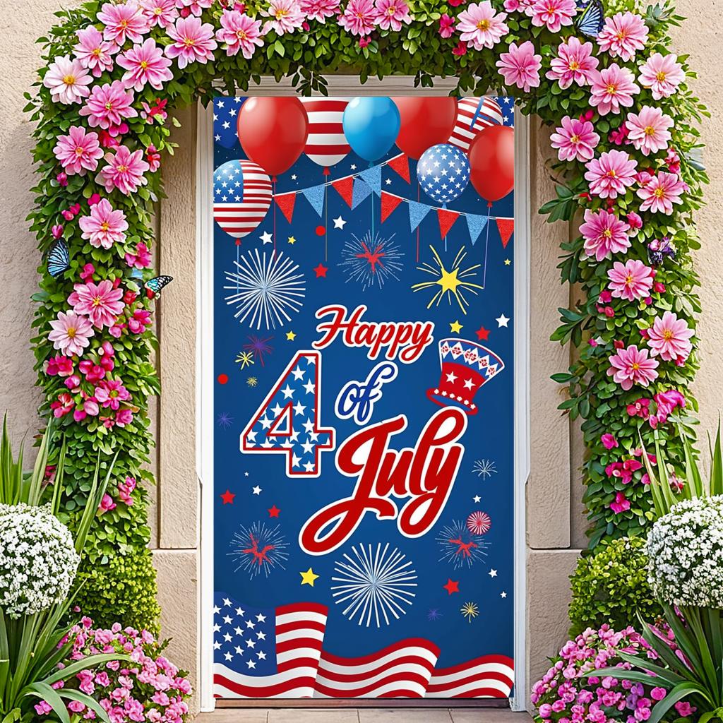 High-Quality Material American Flag Banner Indoor Decoration American Celebration Banner Colorful Balloons for Independence Day