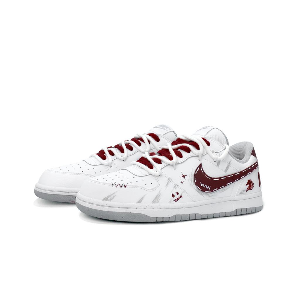 Nike Big Wild Horse Star Low Top Skateboard Shoes Men's White Red 355152-106(Team1004-)