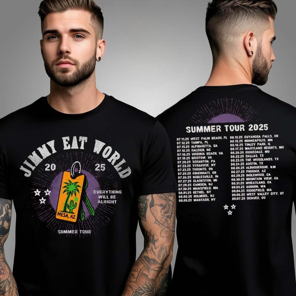 

Новая футболка унисекс Jimmy Eat World Летний тур 2025 Двусторонняя Высококачественная Роскошная Для мужчин и женщин Топ Y2k S