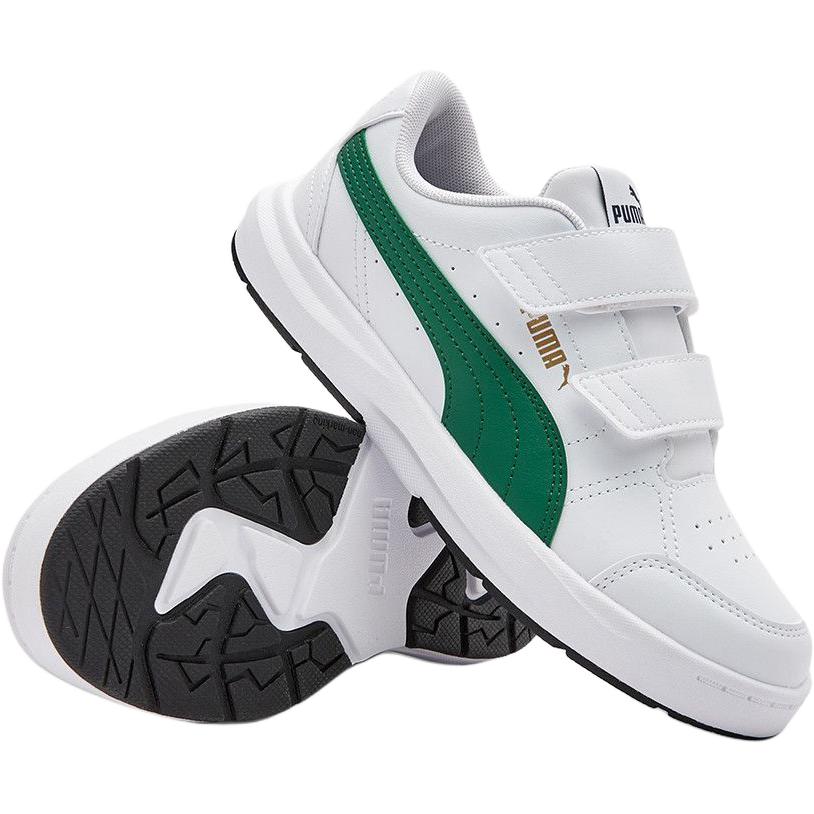 Puma Evolve Court V Jr Versatile Comfortable Low-Top Kids Skate Shoes Kids Sneakers White Green 404315-03