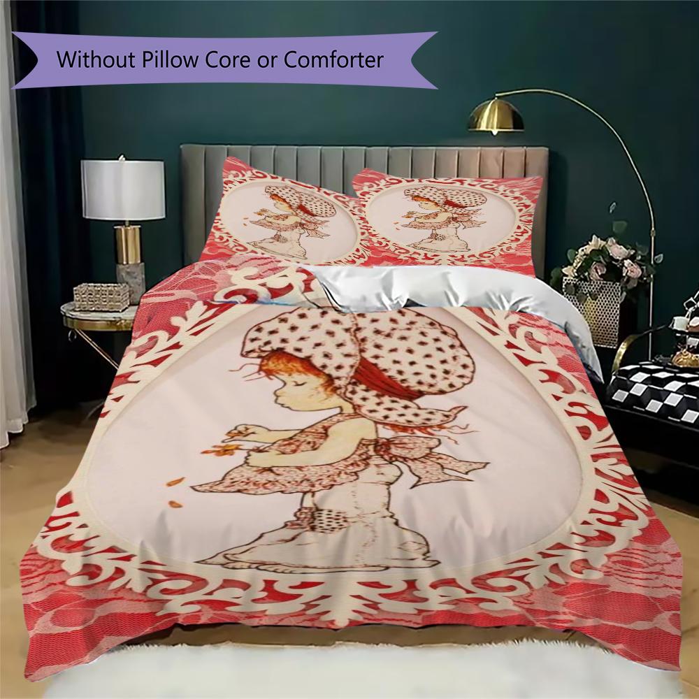 Sarah Kay Pattern Bedding Uilt Set Uilt Cover Pillowcase Home Decoration Birthday Gift (1 * Duvet Cover + 2 * Pillowcase Without Core)143