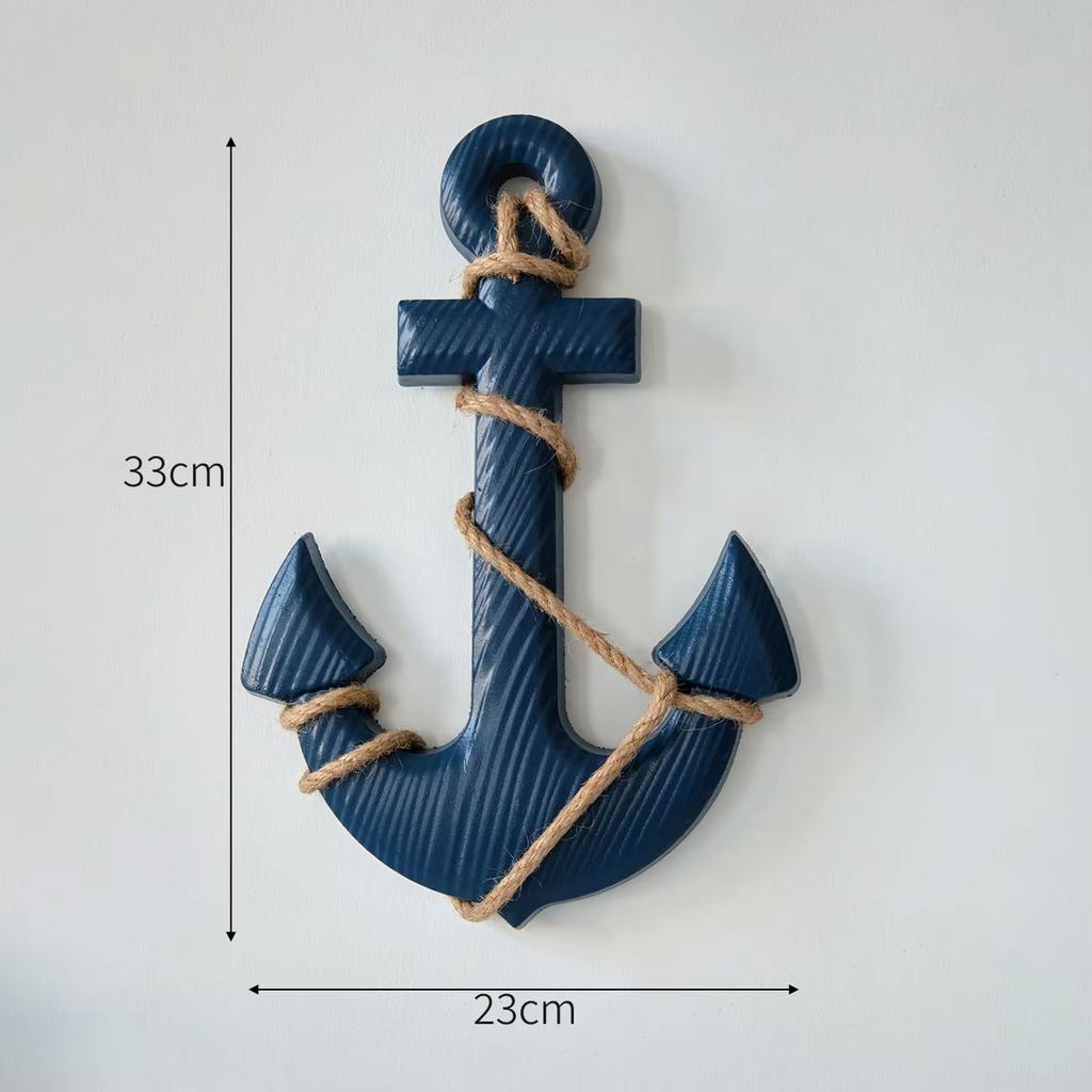 Mediterranean Style Wooden Ship Rudder & Anchor Decorative Hanging Set - Ocean Theme Room Wall Decor Photo Wall Accessories