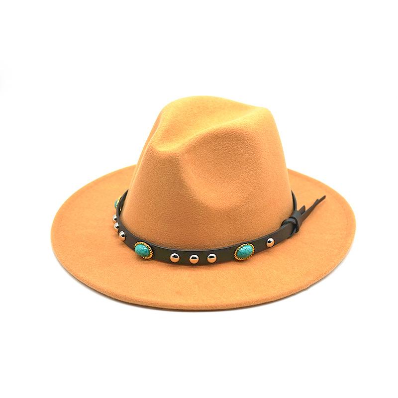 

Британская бирюзовая мягкая фетровая шляпа с поясом для вечеринки, джентльменский цилиндр с большими плоскими полями, шерстяная теплая джазовая шляпа Ordinary хаки