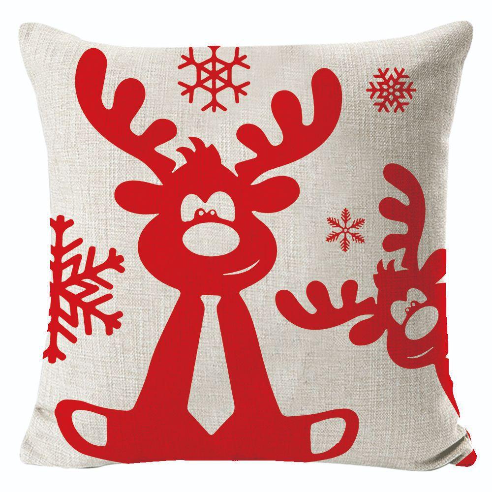 New Christmas Linen Pillow Cover Simple Sofa Pillow Home Printed Cushion Cover