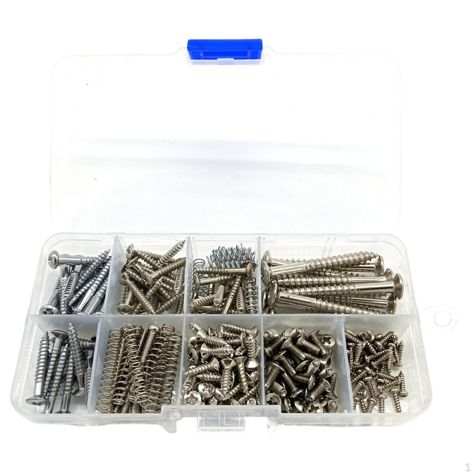 

240 Pieces Electric Guitar Screw Kit 9 Types Set for Pickup Neck Plate Mount срібний