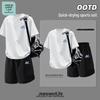 JEANSWEST LIFE Men's Ice Silk Quick-Dry Short Sleeve T-Shirt & Shorts Set