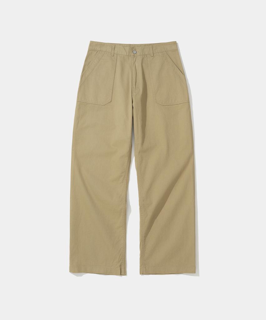 UNIFORM BRIDGE Cotton Fatigue Pants Wide Fit Beige