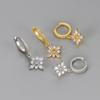 Exquisite Luxury Inlaid Zircon Shiny Octagonal Stars Flowers Hoop Earrings for Women Bride Wedding Romantic Temperament Zircon
