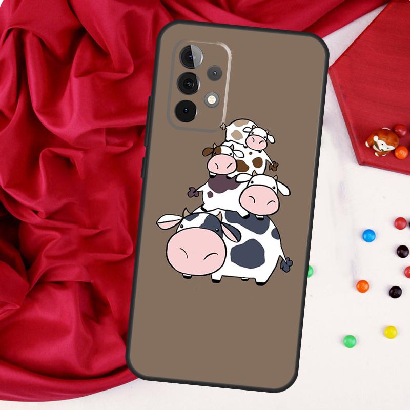 Cartoon Cute Cow Spots For Samsung Galaxy A55 A53 A33 A13 A35 A15 A36 A56 A26 A16 A22 A32 A52 A54 A34 A06 A05 Case