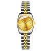 Orologi da Coppia Acciaio Inossidabile con Cinturino, Calendario, Viso con Strass Dorati: Moda Casuale Quarzo da Uomo e da Donna
