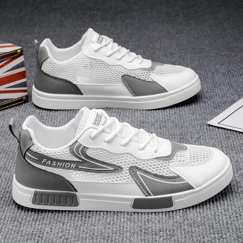 Men's Shoes for Summer New Breathable Thin Mesh Non-slip Board Shoes for Men's Teenager Mesh Hollow Sports and Casual Trendy Shoes