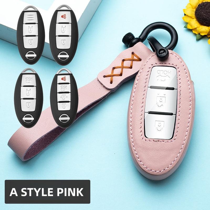 

For Nissan Rogue XTrail T32 T31 Qashqai J11 J10 Kicks Tiida Pathfinder Murano Juke Versa Note Infiniti Car Remote Key Case Cover рожевий