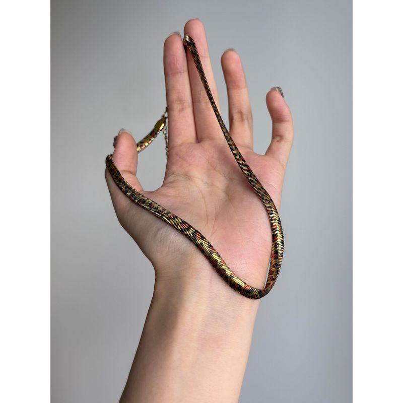 Punk Fashion Style Golden Snake Snake Bone Necklace for Women Special-Interest Design Retro Sexy Clavicle Chain Neck Chain Accessories