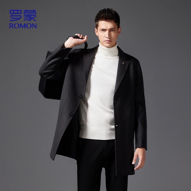 ROMON Men's MN302 Mid-Length Double-Faced Wool Blend Overcoat