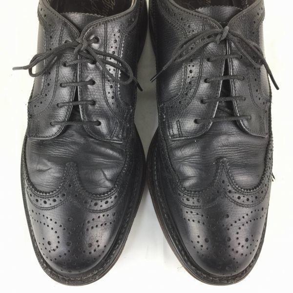 Vintage 80s Made in USA Coburne Square Long Wingtip Shoes Black Size 8D (25.5-26.0) Rare Item(USED)