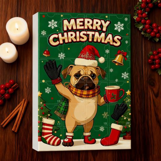 Ημερολόγιο Αφίξεων για Λάτρεις Σκύλων Διακόσμηση Αντίστροφης Μέτρησης 24 Ημερών για τα Χριστούγεννα 2D Επίπεδο Ακρυλικό Κρεμαστό Σκύλου Πολυλειτουργικό