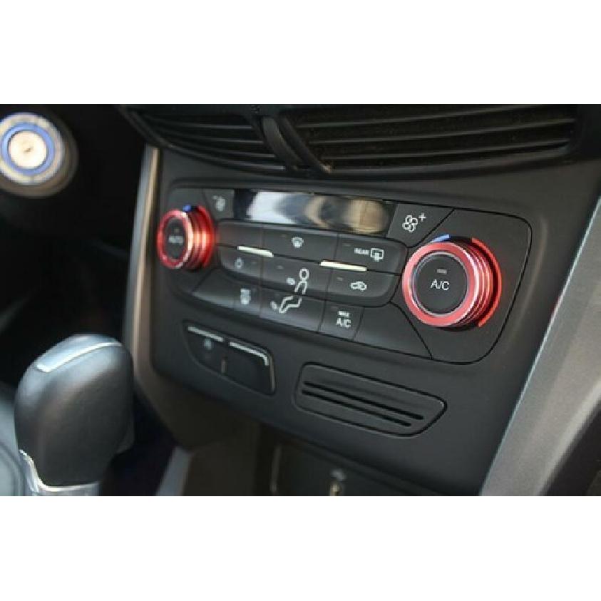 For Ford Escape Kuga 2017- Red Central Console AC Knob Cover Trim Aluminum