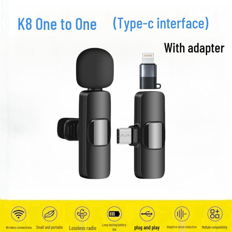 K1K9 Wireless Lavalier Microphone K15 - Dual Mobile Live Streaming & Outdoor Recording Noise-Reducing Mic