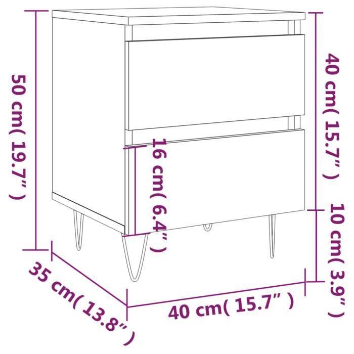 VidaXL Bedside Tables 2 Pcs Concrete Grey 40x35x50 Cm Engineered Wood 826885