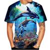 Nowa Letnia Koszulka z Kreskówkowym Nadrukiem 3D Wieloryba Zwierzęcia Morskiego Męska Damska z Okrągłym Dekoltem Krótki Rękaw Oversize Harajuku T-shirty Topy Odzież Dziecięca