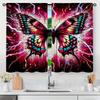 2PC Butterfly Curtain Set, Vivid Color Wings with  Effect On Dark Background, Mystical Drapes for Living Room & Bedroom Decor