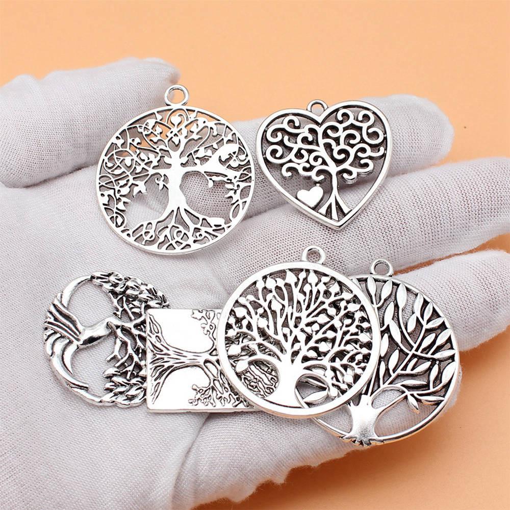 

Растительный смешанный набор подвесок-шармов, женские украшения, трендовые товары оптом A18-6pcs-Mix Size