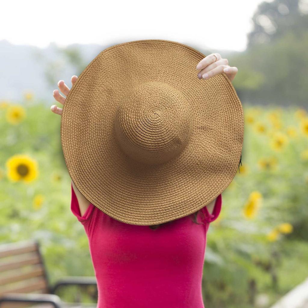 Large Sun Straw Foldable Beach Hat Sun Hat Women's Summer Korean Style Vacation Travel Seaside Sun Hat