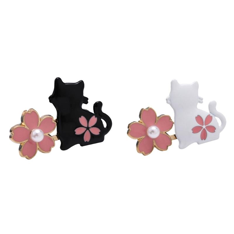 

2 Pairs Flower Cats Button Pins Jeans Waist Tightener Waist Buckle Removable Trouser Buttons Pin Jeans Buttons Pins